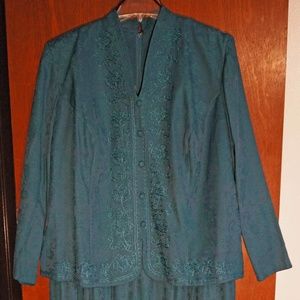 KSL Karin Stevens Womens Green Long Sleeve Dress